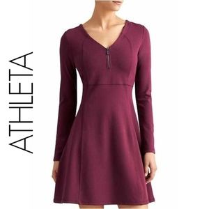 ATHLETA Whereupon V-neck Dress Long Sleeve Chianti